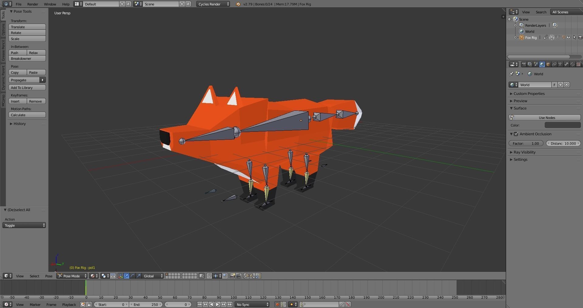 Low-Poly Fox Animation Rig Low-poly 3D model_4