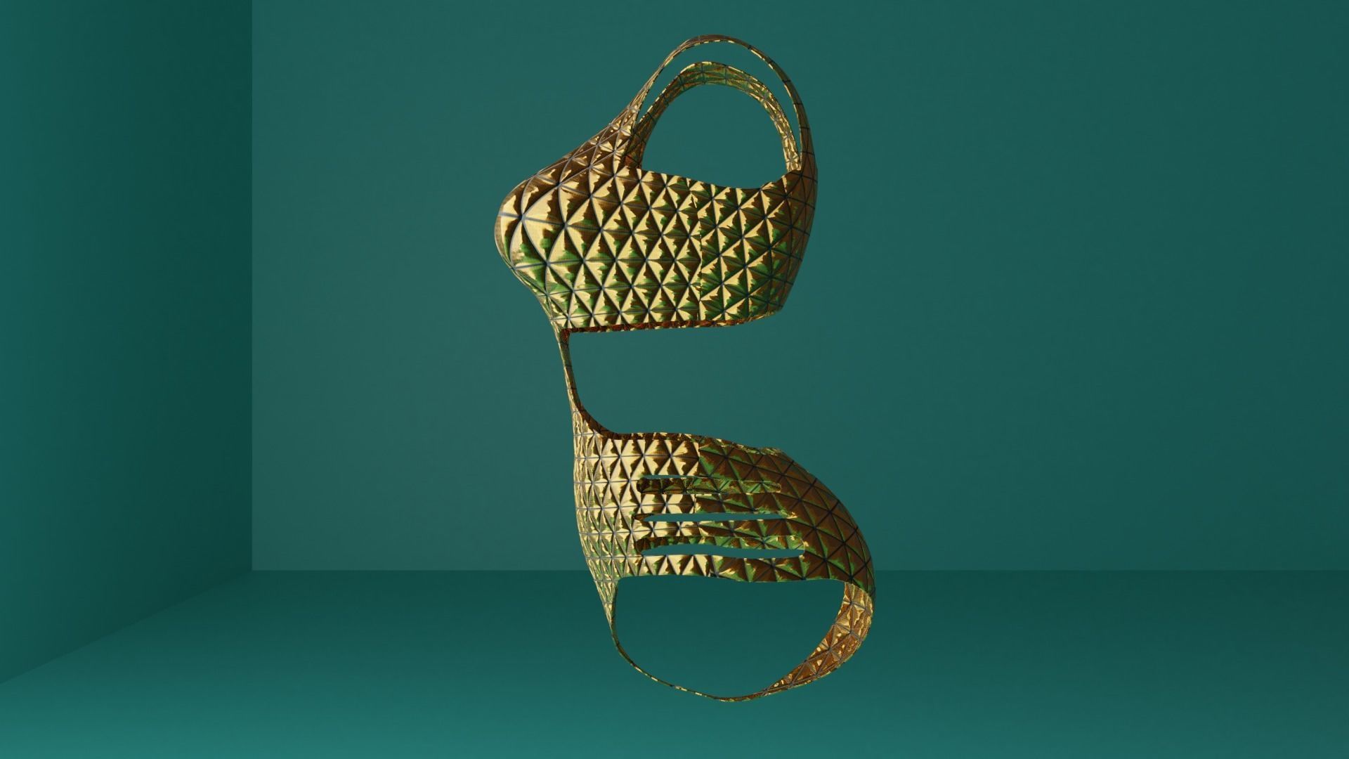 Swimsuit golden Low-poly 3D model_4