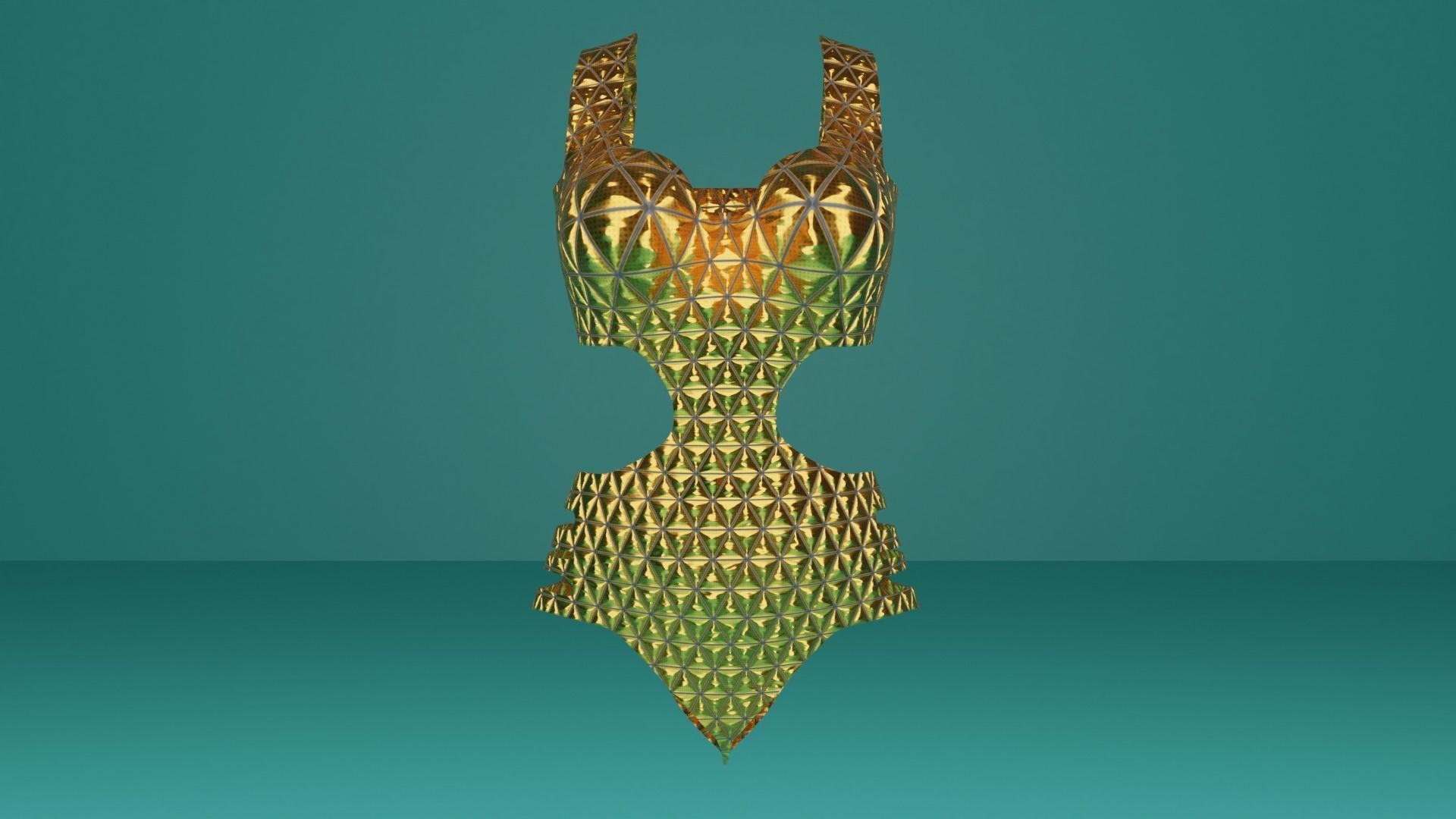 Swimsuit golden Low-poly 3D model_1