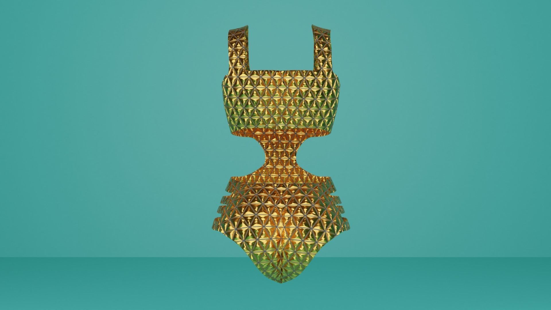 Swimsuit golden Low-poly 3D model_3