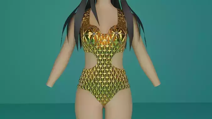 Swimsuit golden Low-poly 3D model