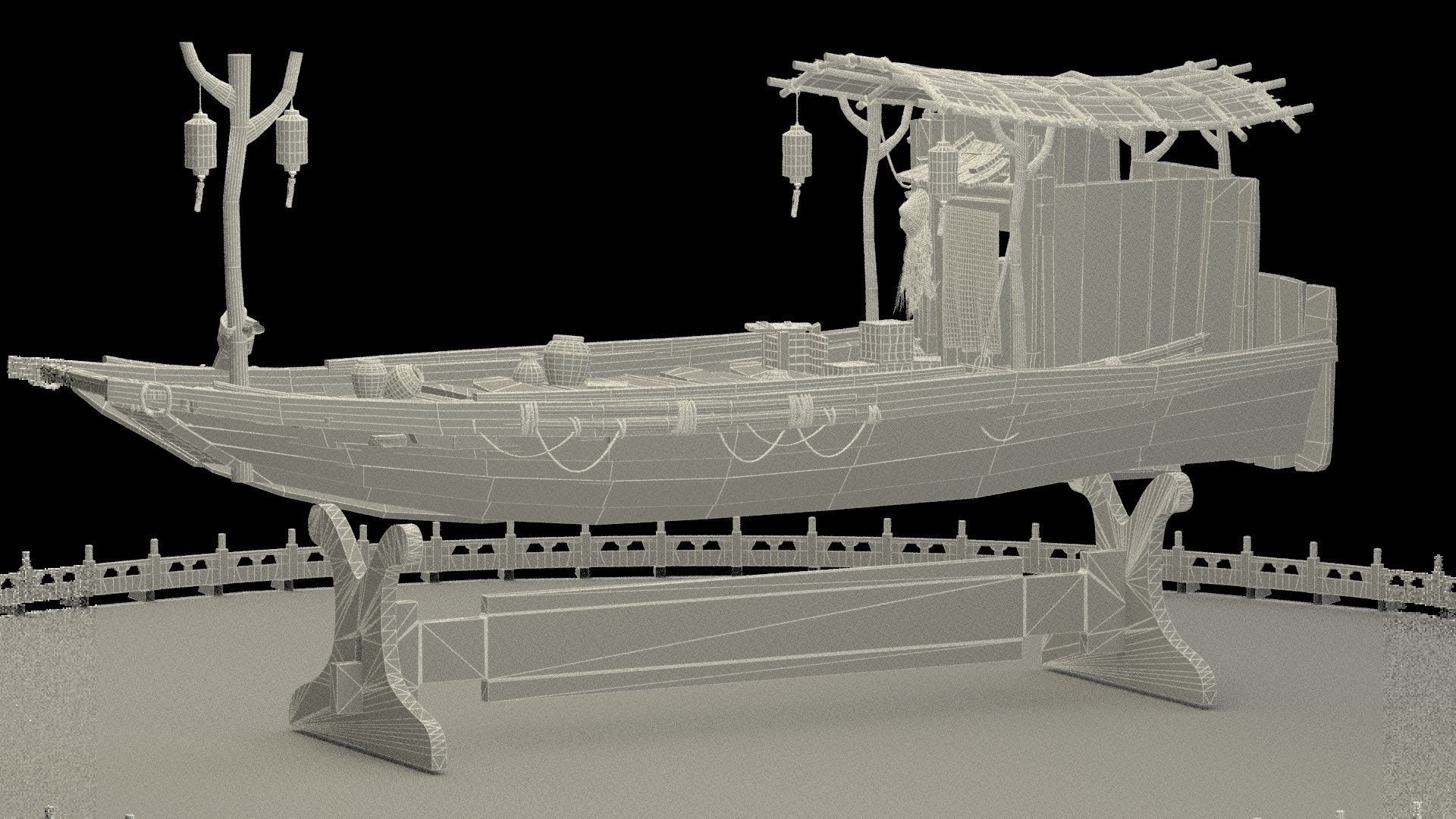 Chinese fishing boat 3D model_7