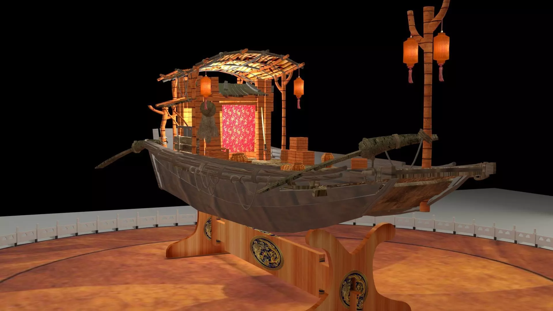 Chinese fishing boat 3D model_0