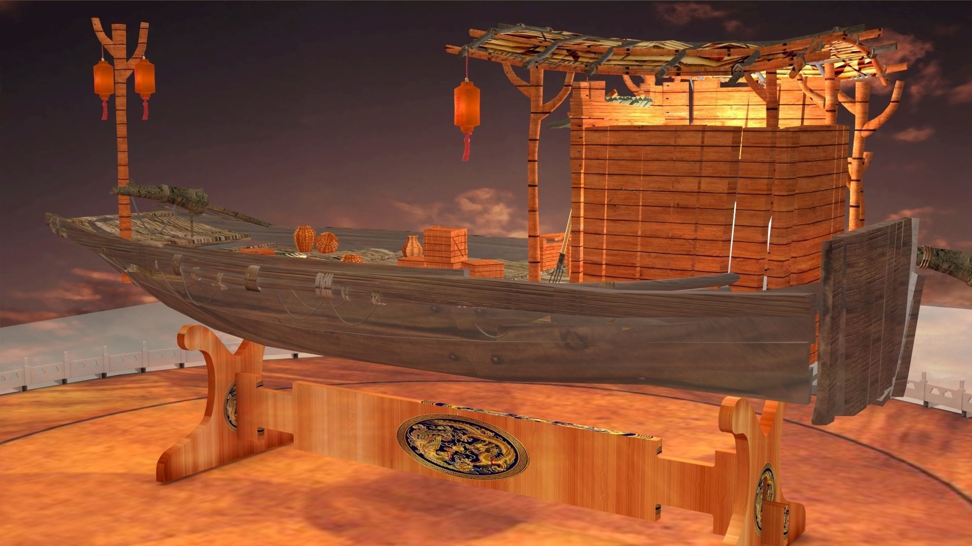 Chinese fishing boat 3D model_4