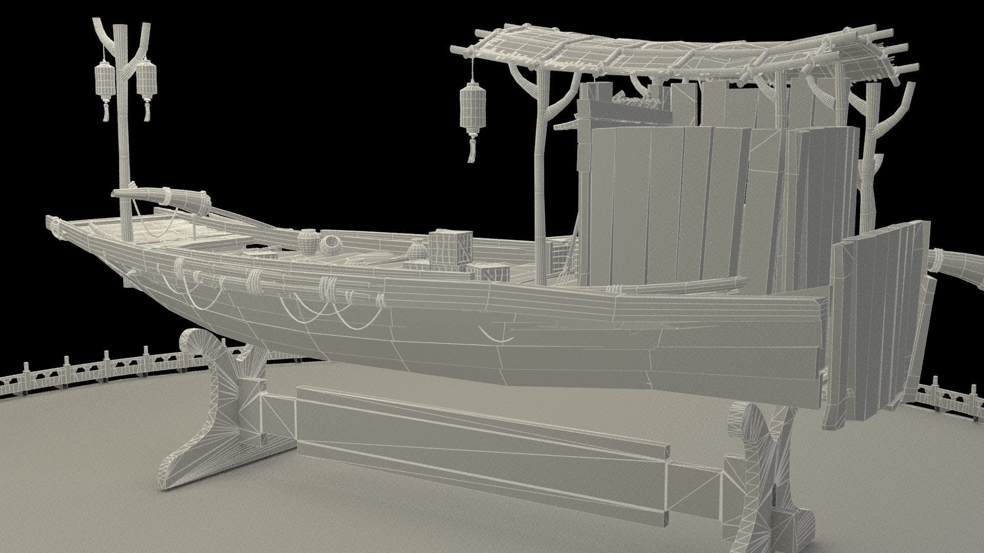 Chinese fishing boat 3D model_8