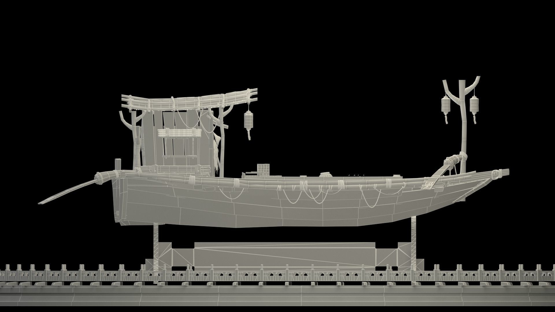 Chinese fishing boat 3D model_5