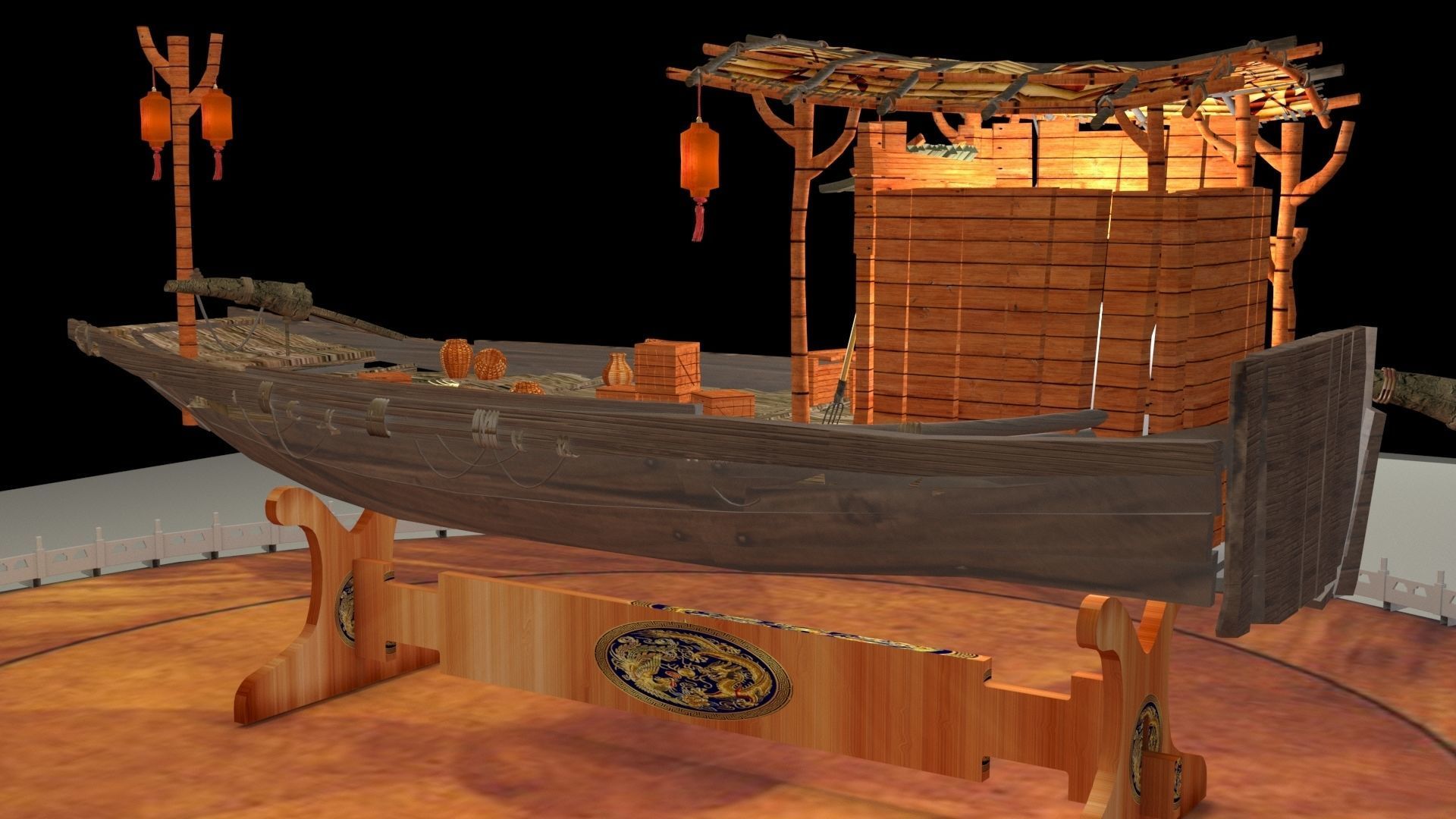 Chinese fishing boat 3D model_3
