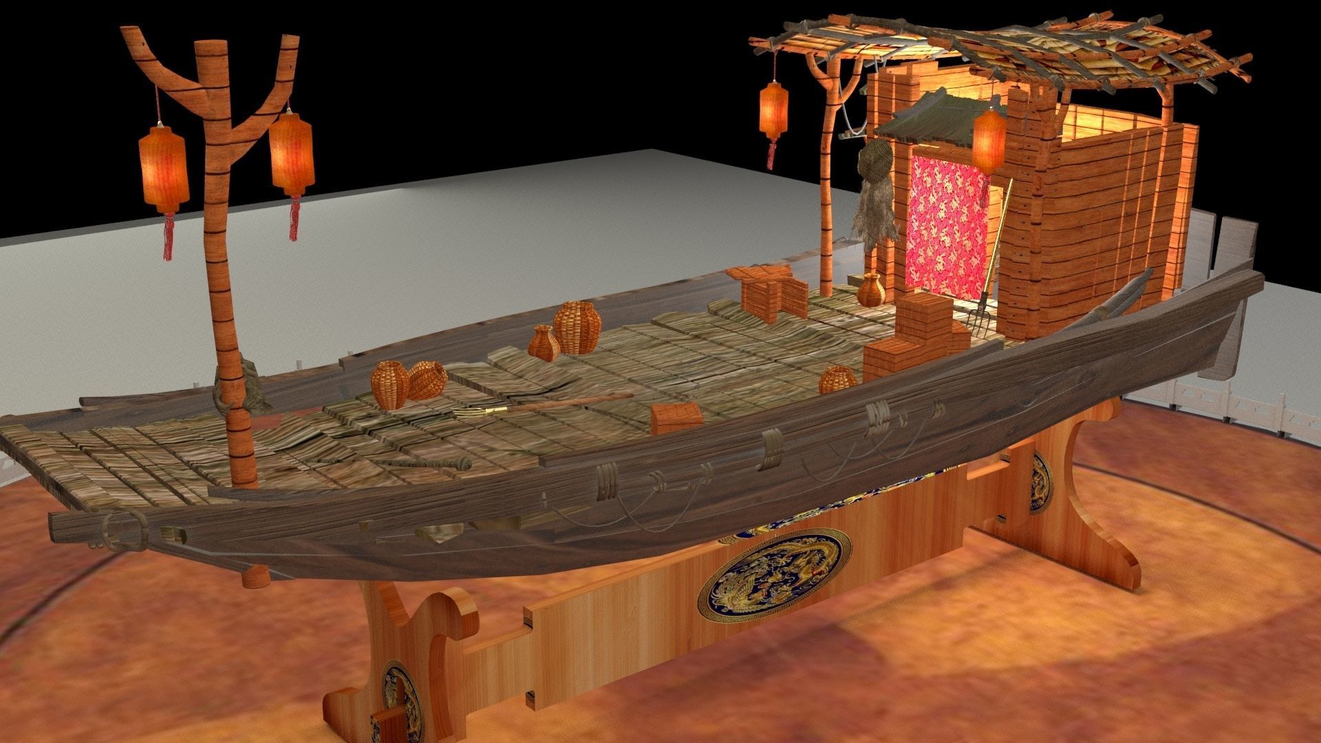 Chinese fishing boat 3D model_2