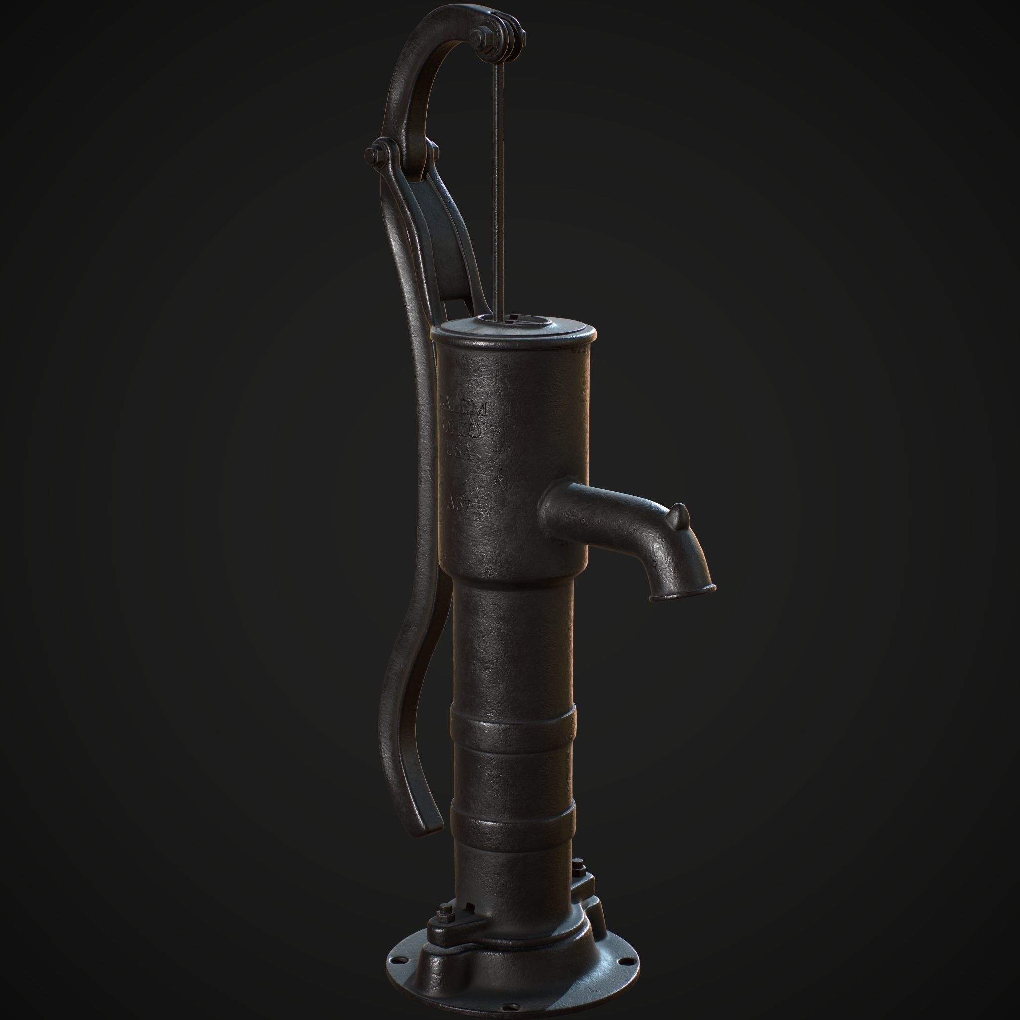 Hand Pump Water High Poly 3D model_7
