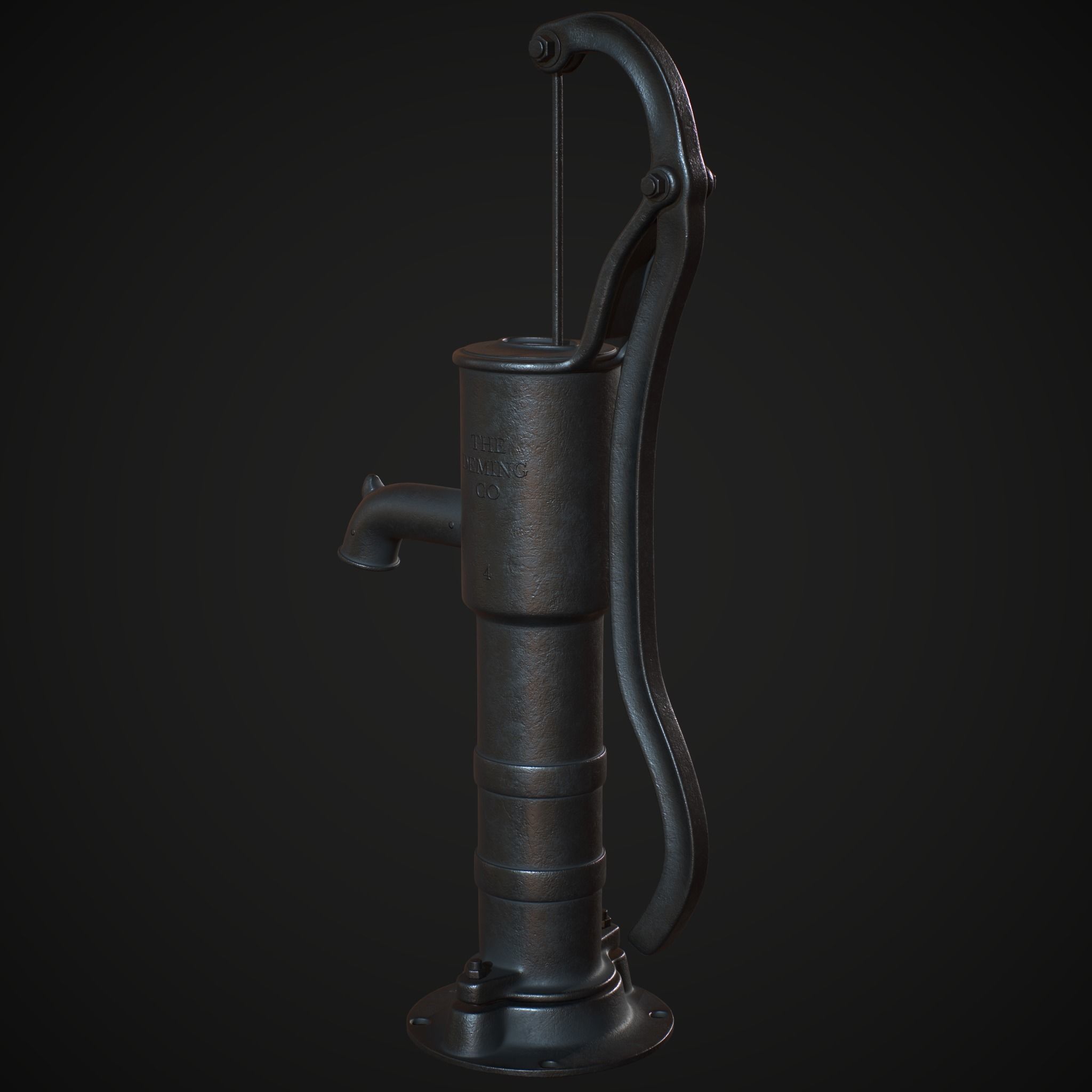 Hand Pump Water High Poly 3D model_4