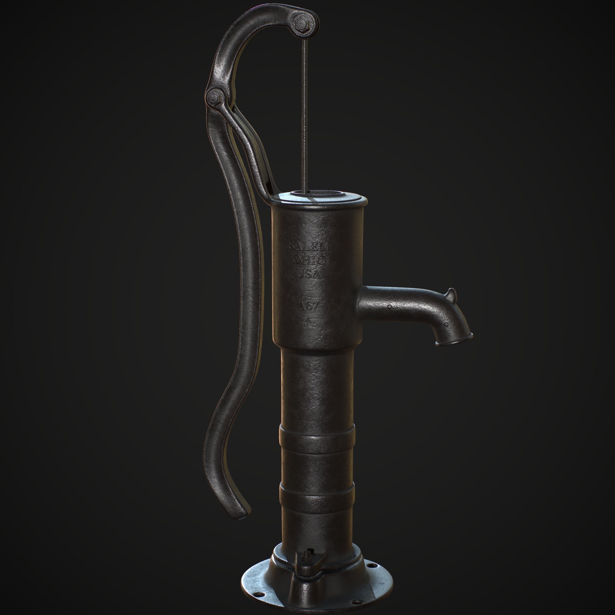 Hand Pump Water High Poly 3D model_6