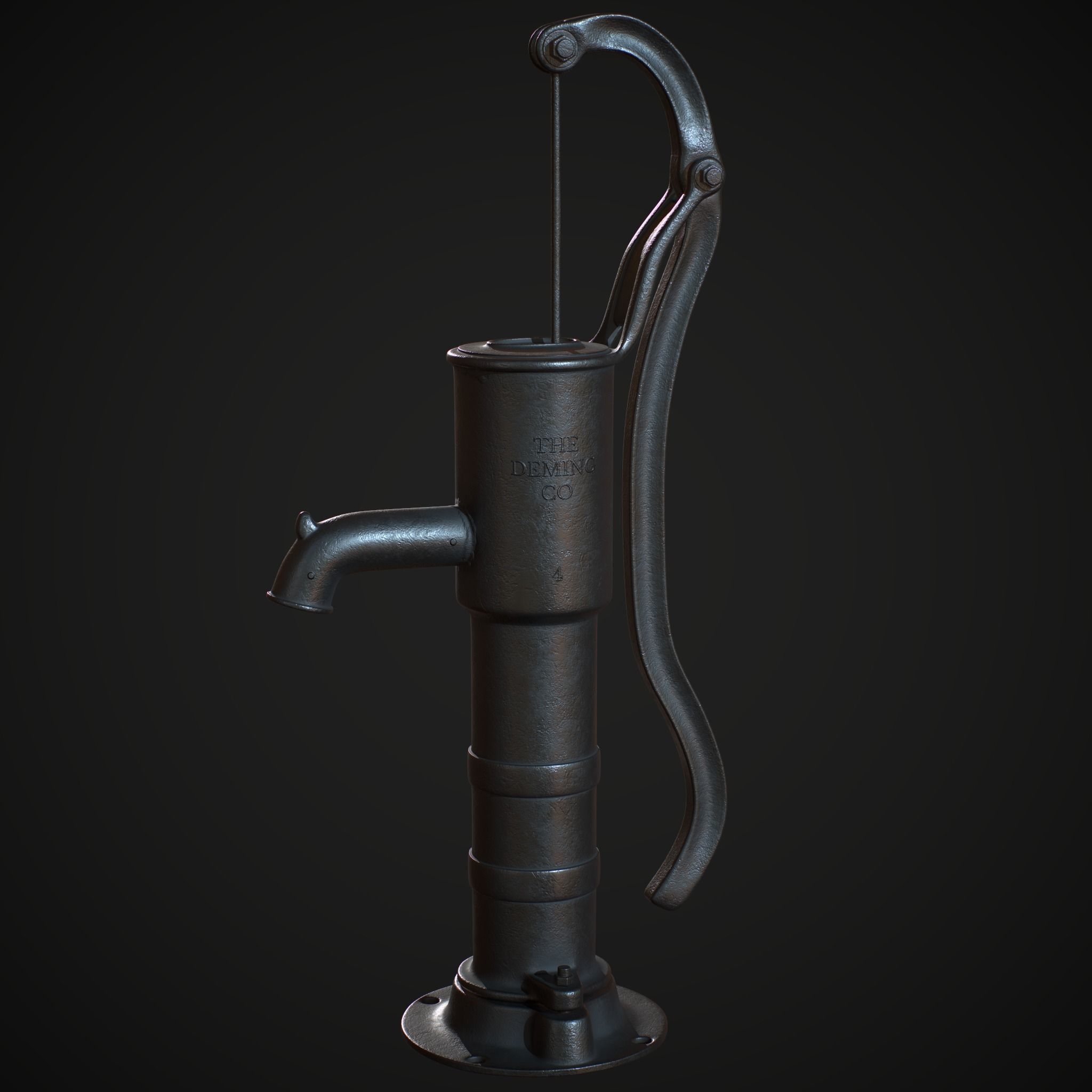 Hand Pump Water High Poly 3D model_3