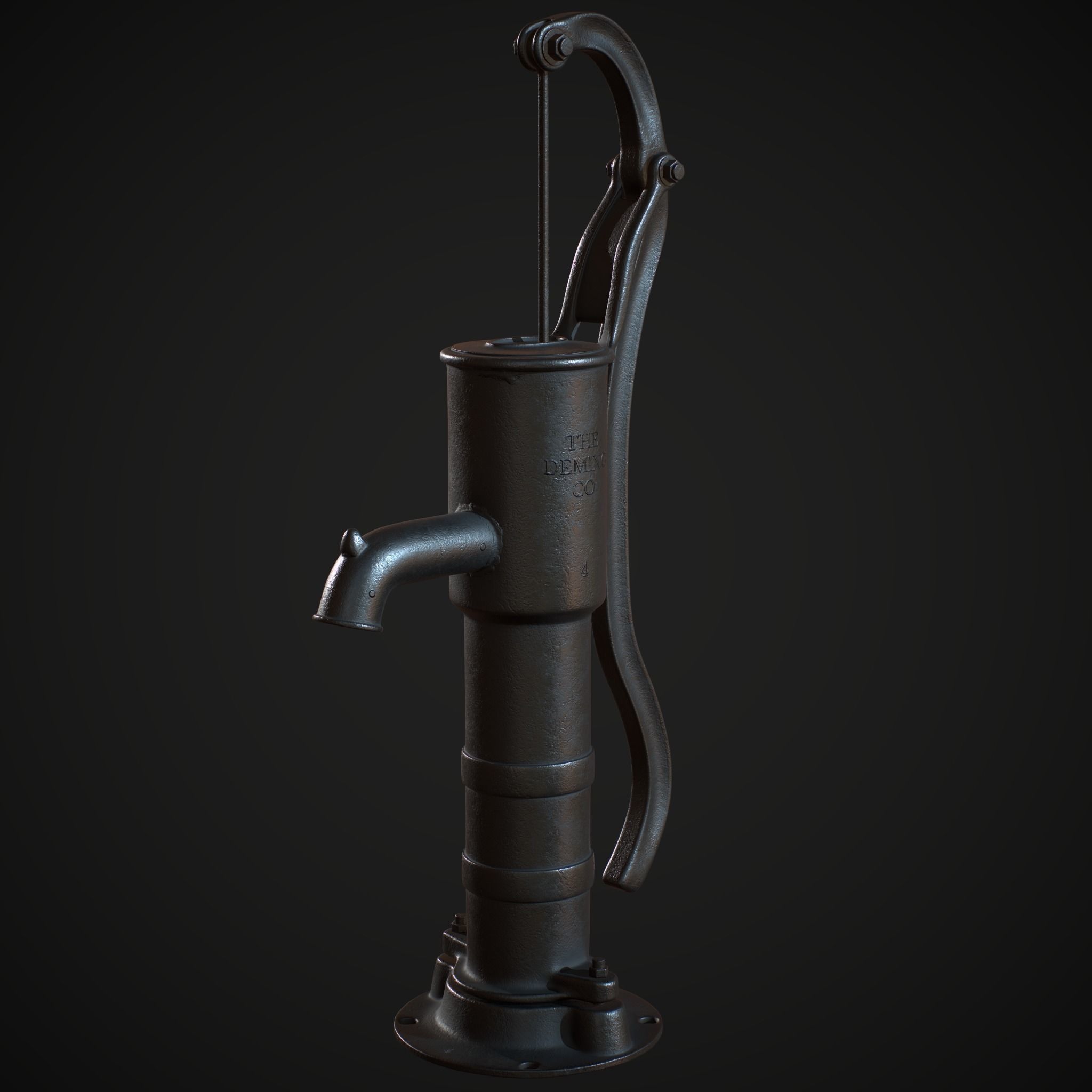 Hand Pump Water High Poly 3D model_2
