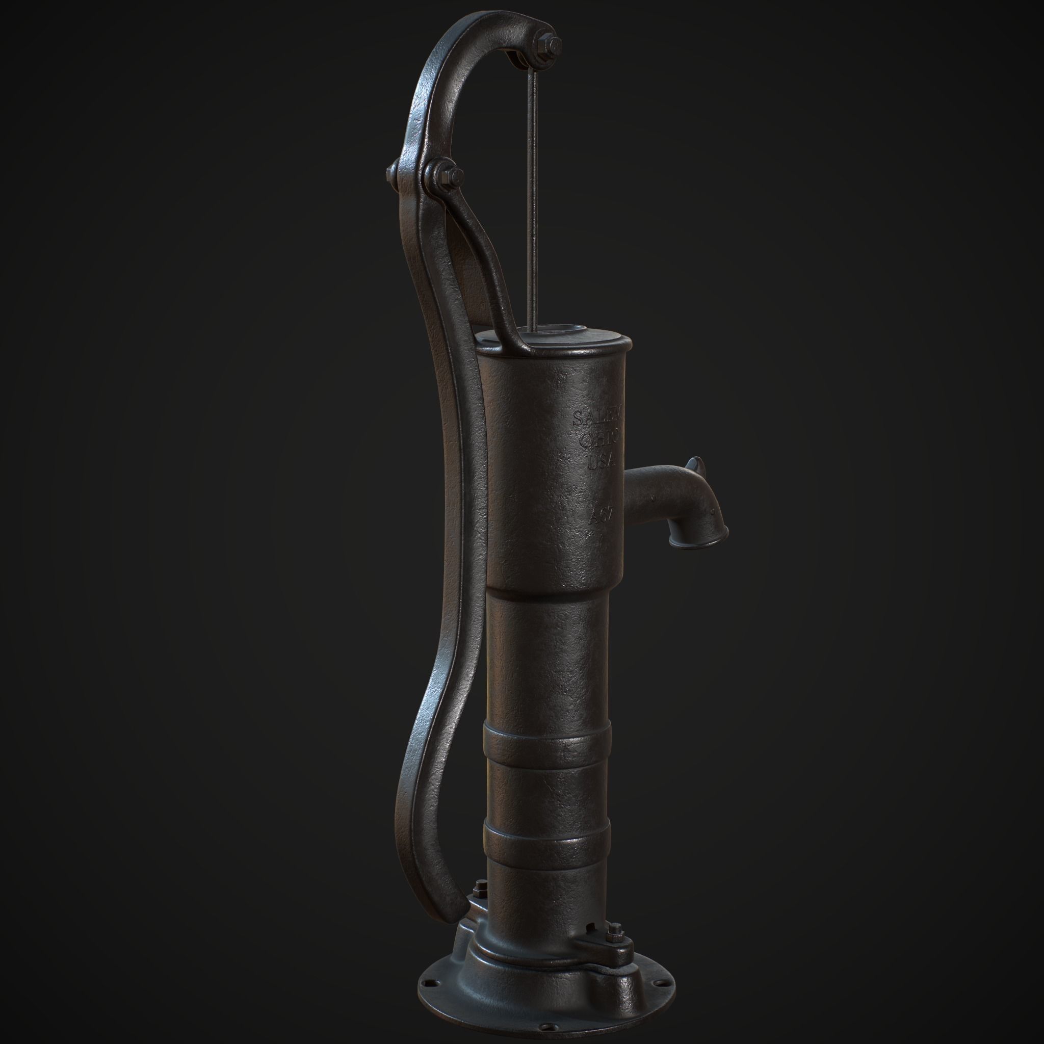Hand Pump Water High Poly 3D model_5