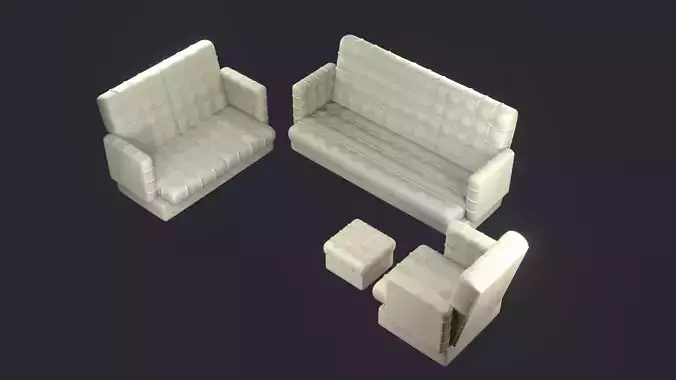 White Leather Sofa Set