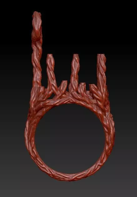 wood ring with a pattern 3D print model 3D model_0