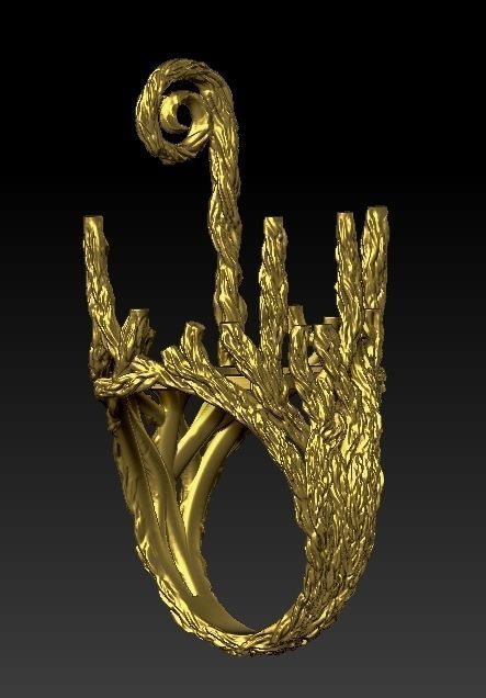 wood ring with a pattern 3D print model 3D model_11