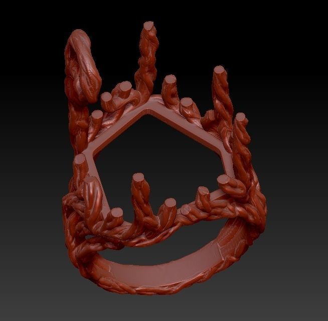 wood ring with a pattern 3D print model 3D model_26