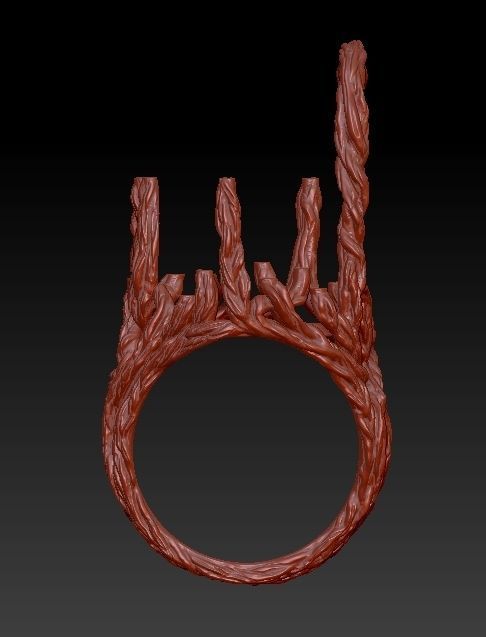 wood ring with a pattern 3D print model 3D model_4