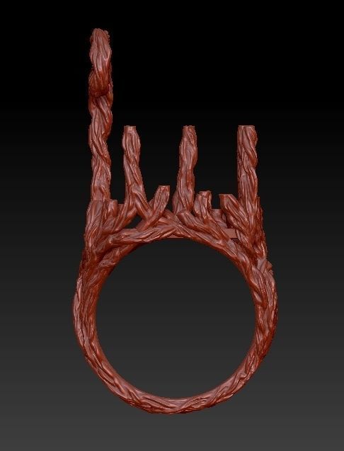wood ring with a pattern 3D print model 3D model_2
