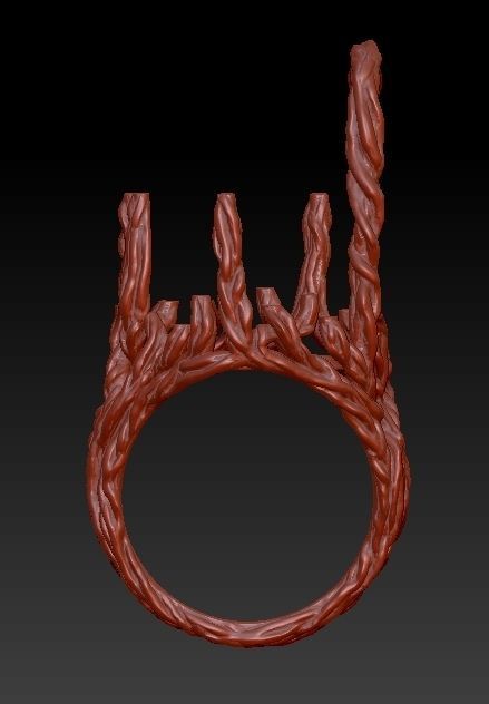 wood ring with a pattern 3D print model 3D model_21