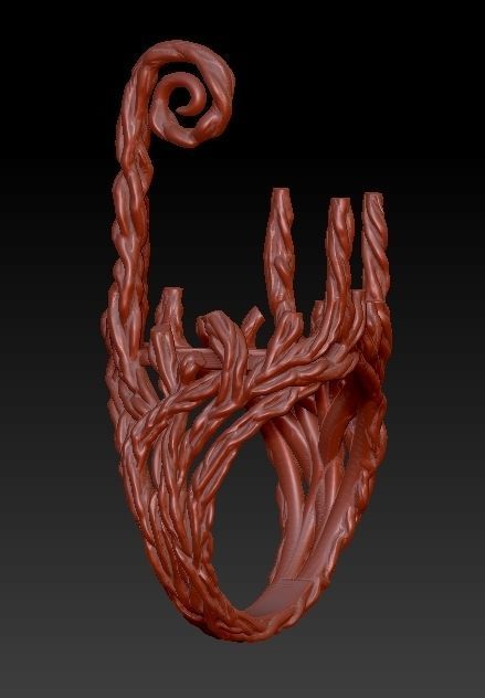 wood ring with a pattern 3D print model 3D model_24