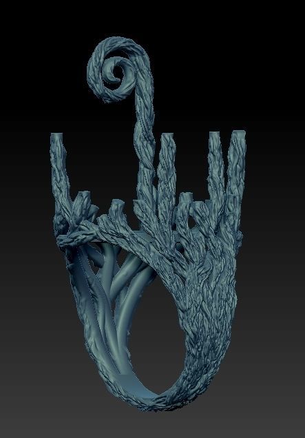 wood ring with a pattern 3D print model 3D model_20