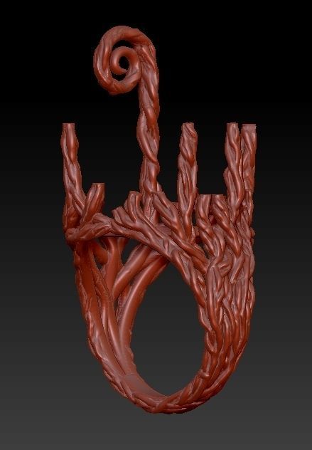 wood ring with a pattern 3D print model 3D model_23