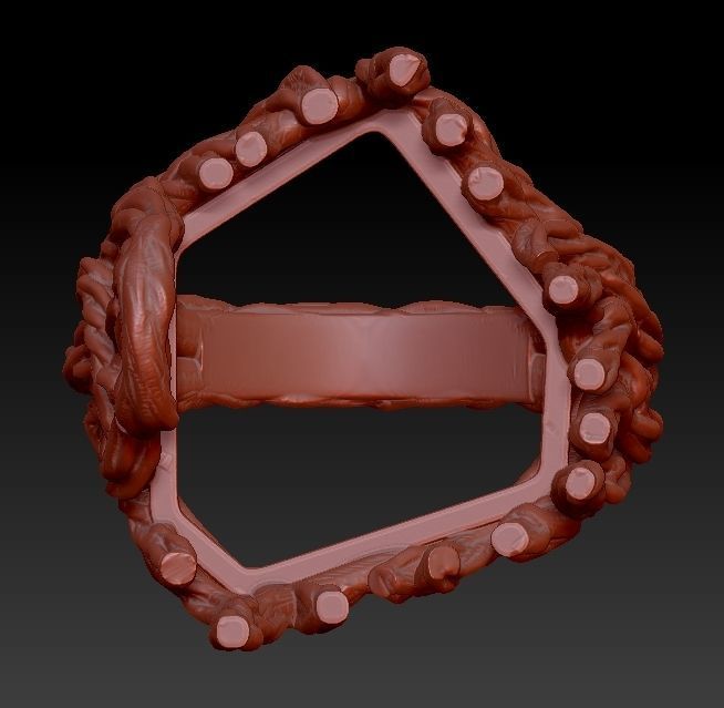wood ring with a pattern 3D print model 3D model_25