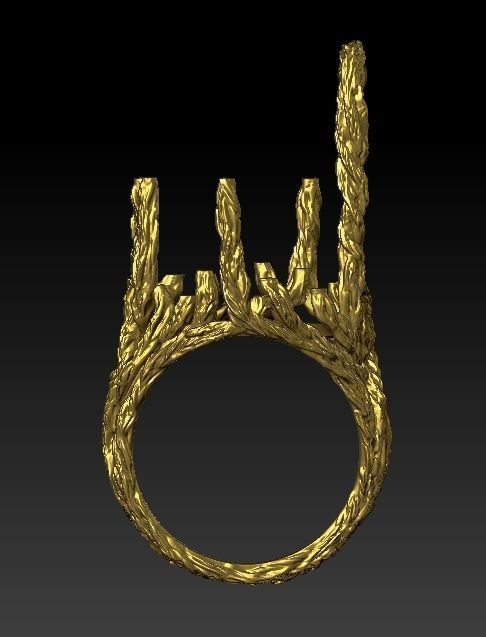 wood ring with a pattern 3D print model 3D model_7