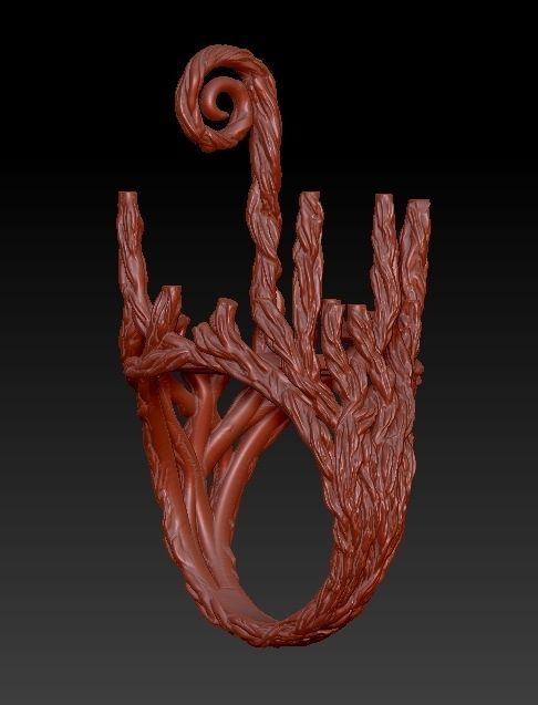 wood ring with a pattern 3D print model 3D model_5