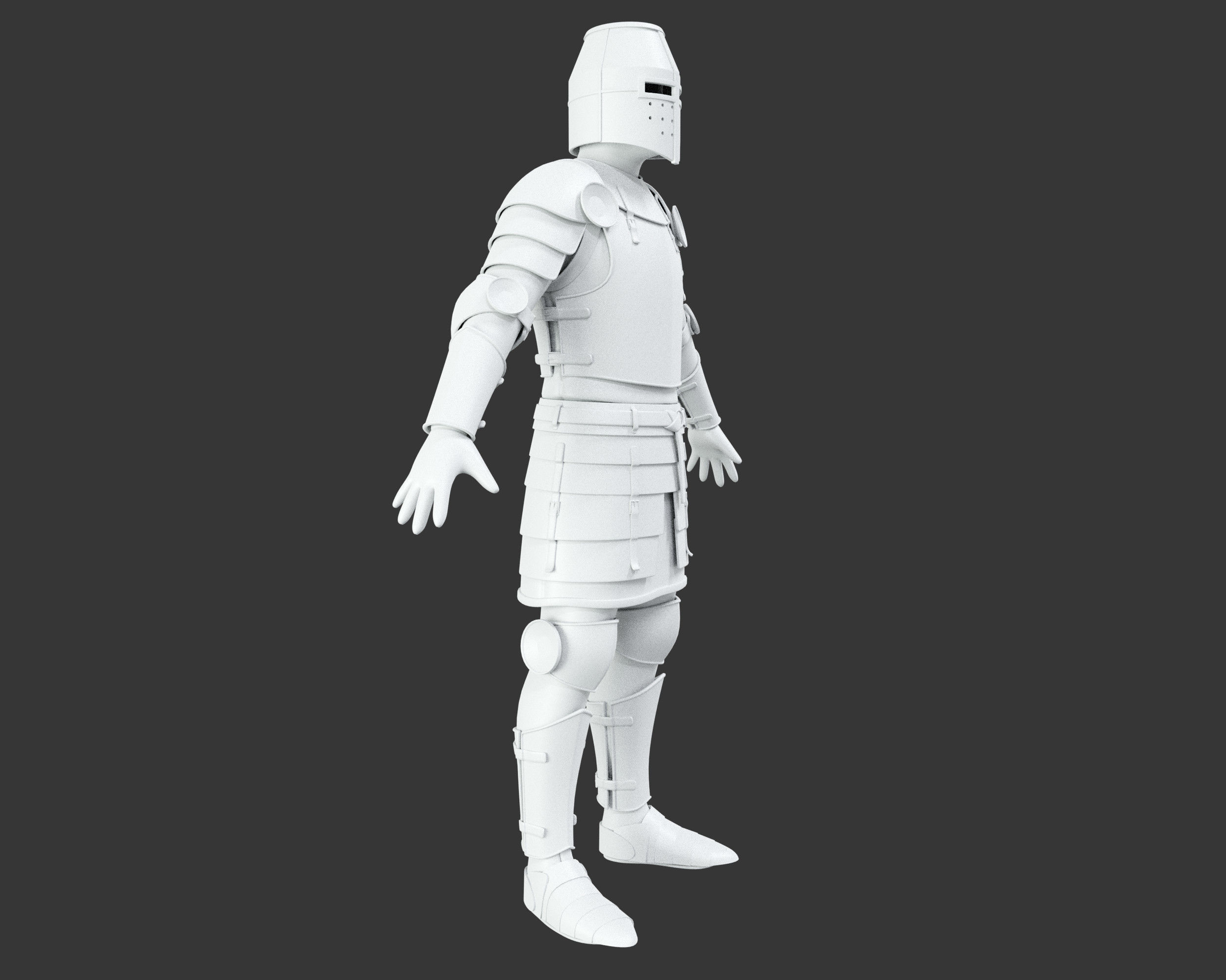 Medieval Knightly Armor Suit Low-poly 3D model_15