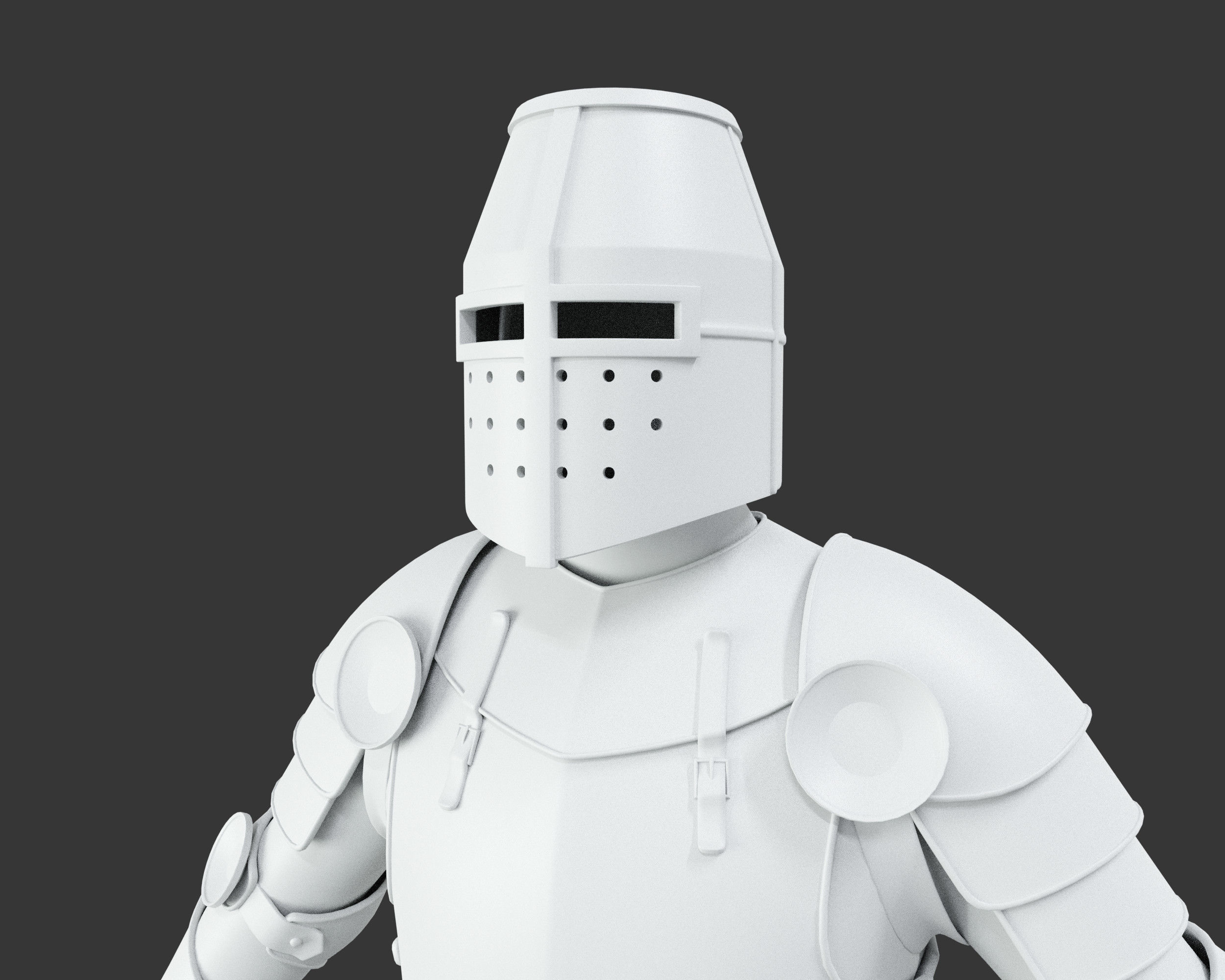 Medieval Knightly Armor Suit Low-poly 3D model_23