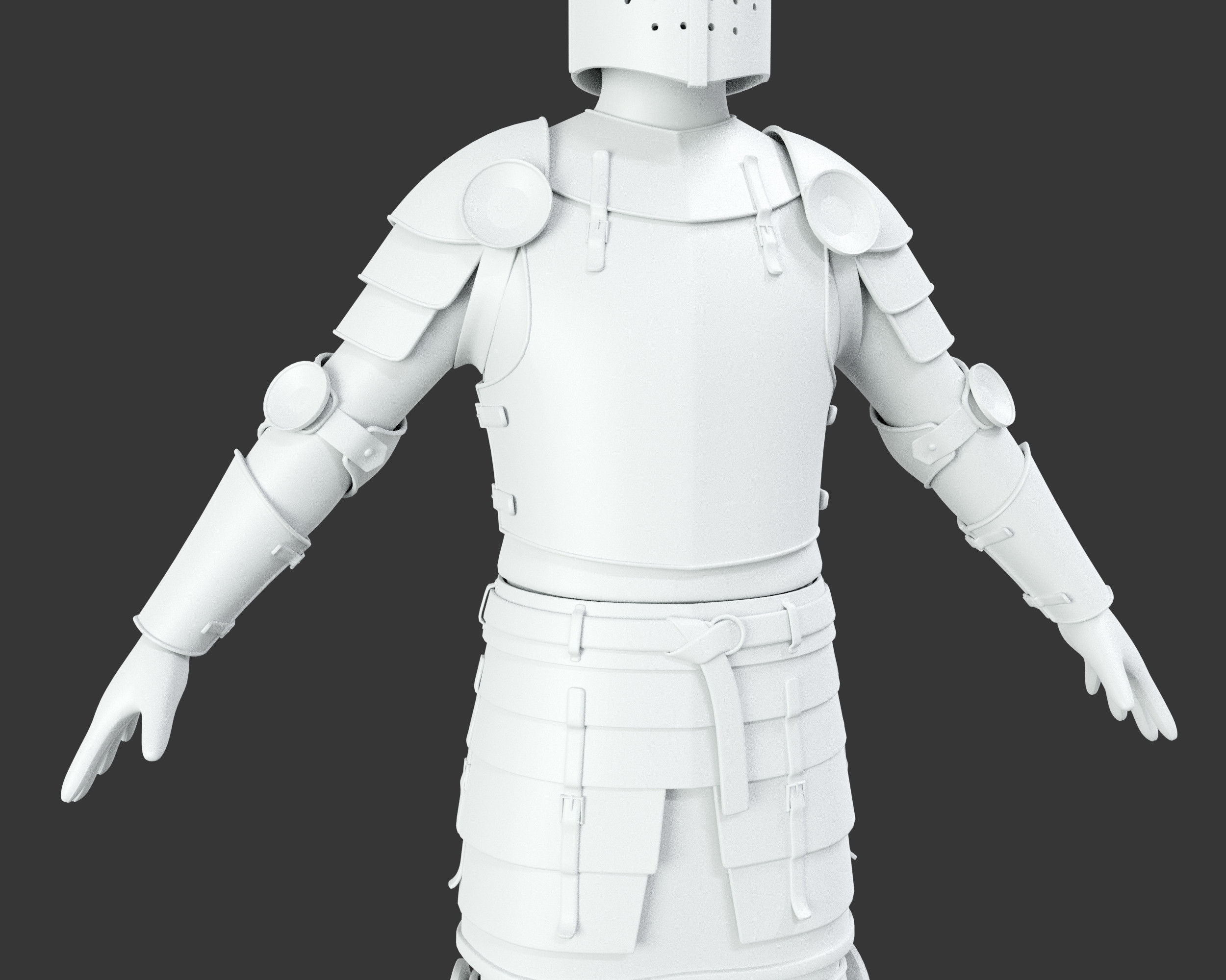 Medieval Knightly Armor Suit Low-poly 3D model_26