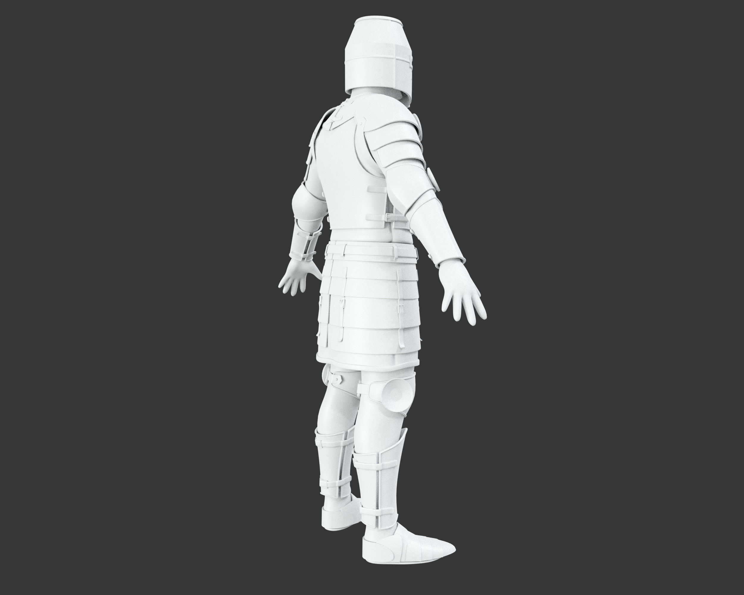Medieval Knightly Armor Suit Low-poly 3D model_14