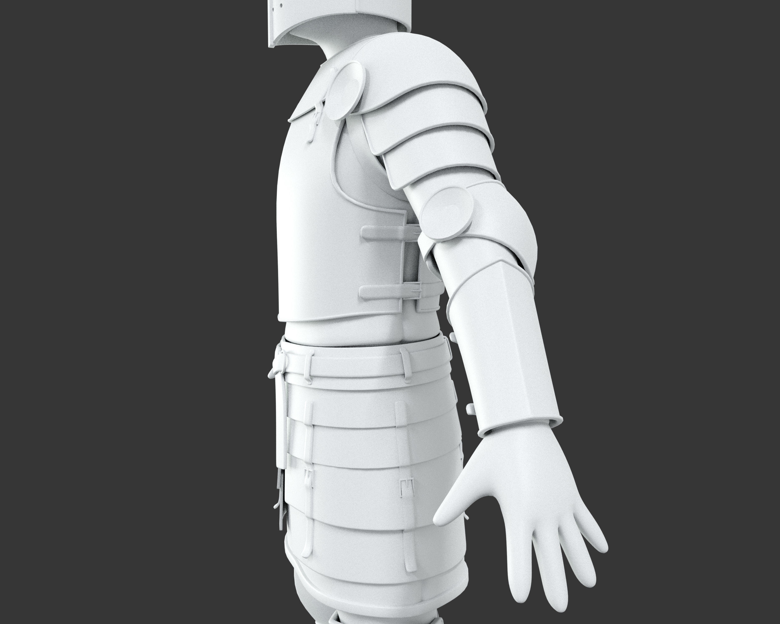 Medieval Knightly Armor Suit Low-poly 3D model_29