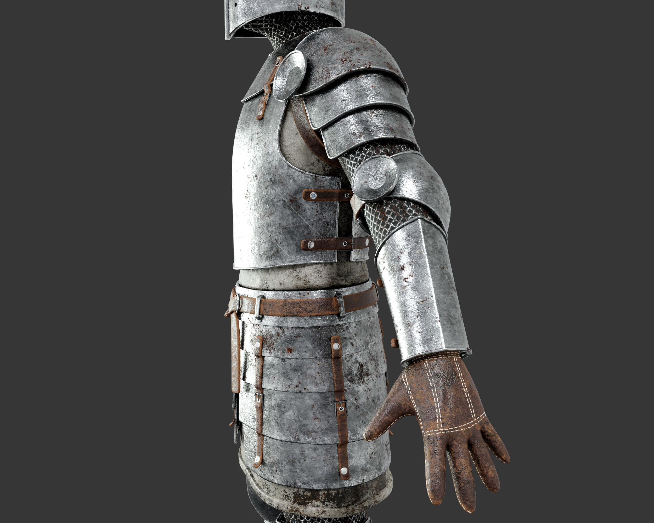 Medieval Knightly Armor Suit Low-poly 3D model_28