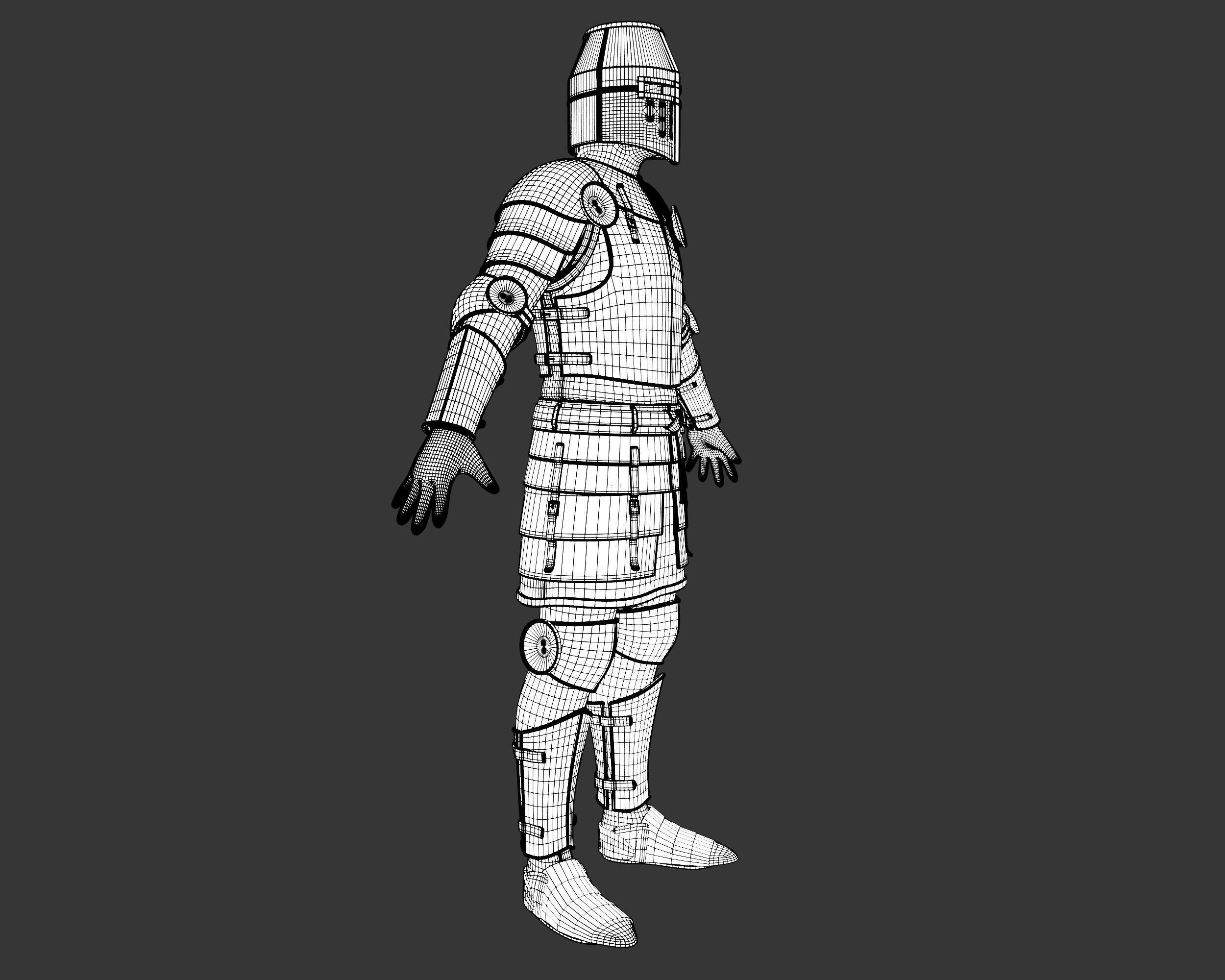 Medieval Knightly Armor Suit Low-poly 3D model_21