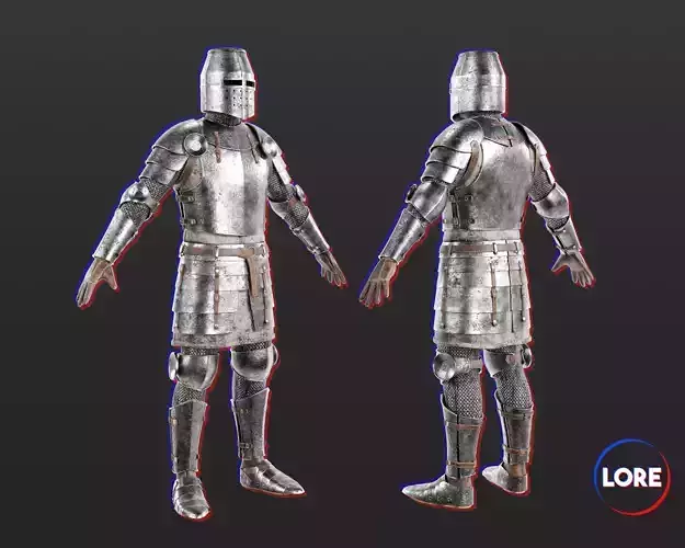 Medieval Knightly Armor Suit Low-poly 3D model