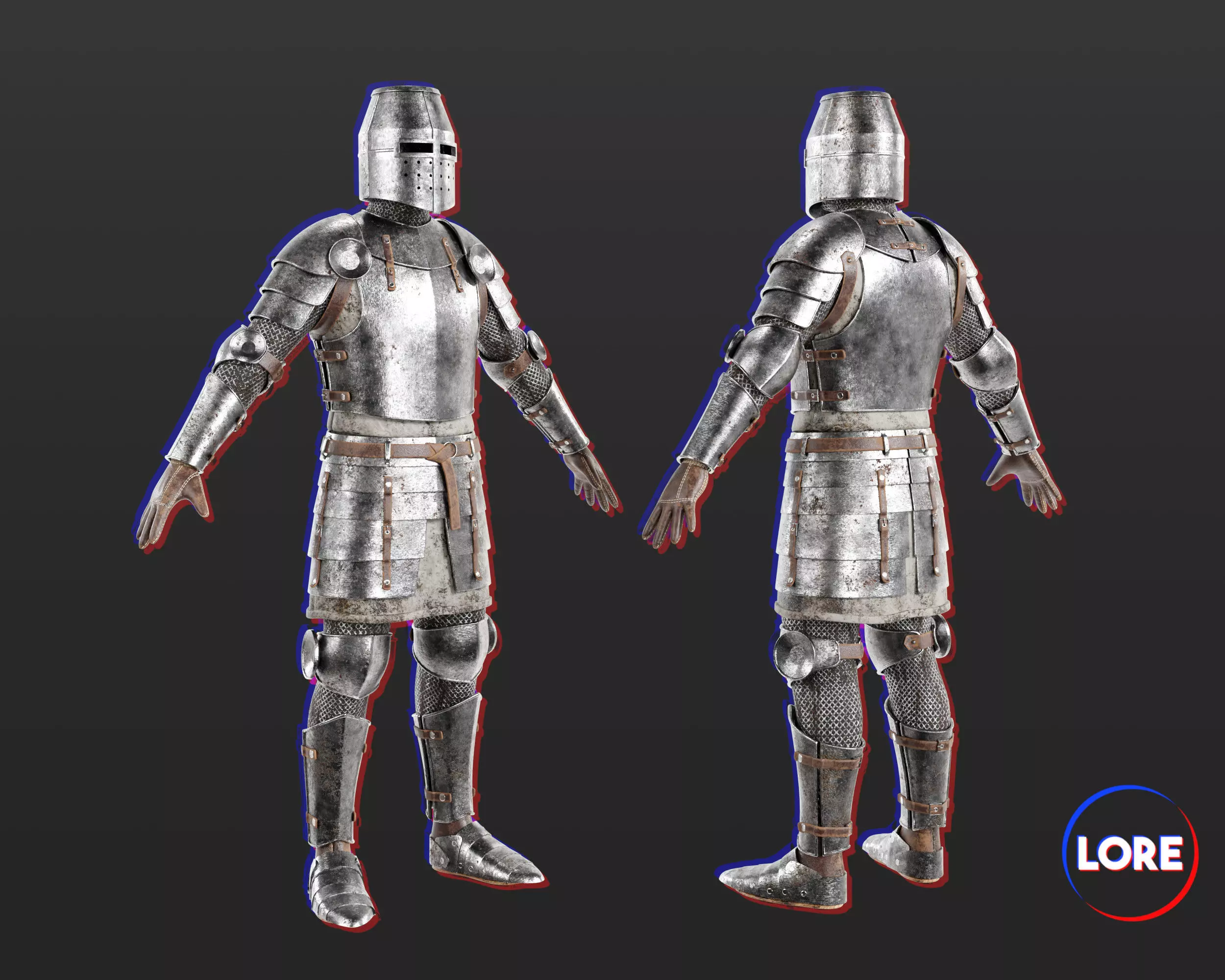 Medieval Knightly Armor Suit Low-poly 3D model_0