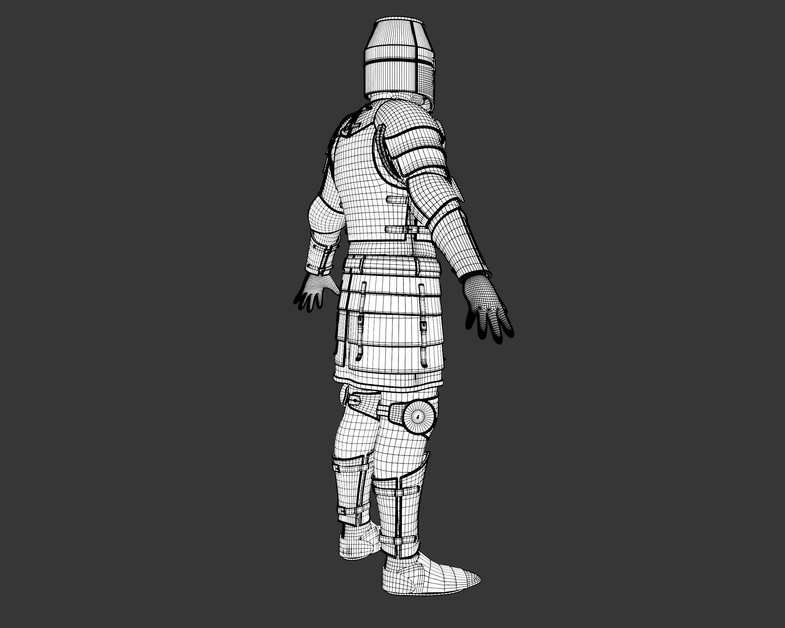 Medieval Knightly Armor Suit Low-poly 3D model_20