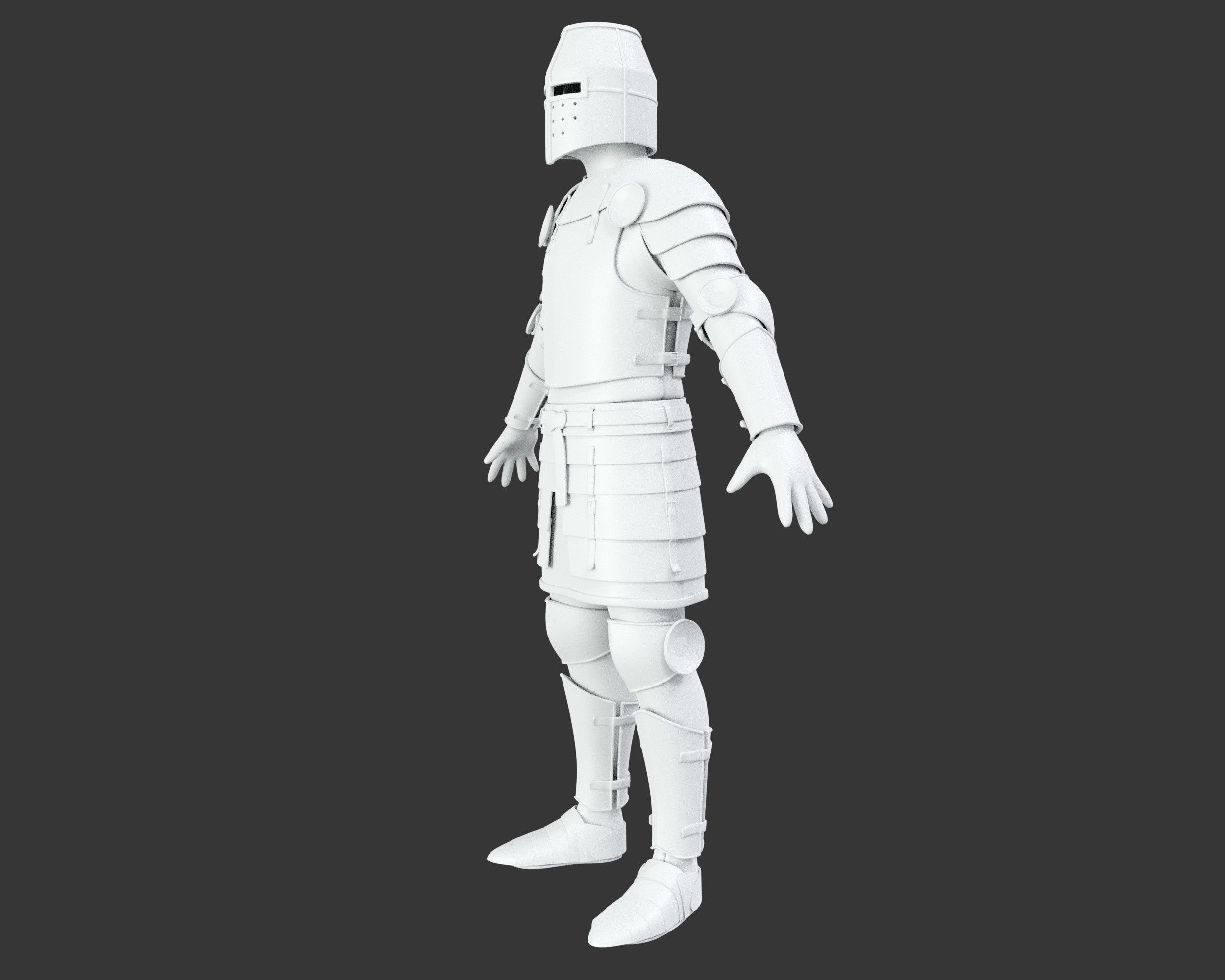 Medieval Knightly Armor Suit Low-poly 3D model_11
