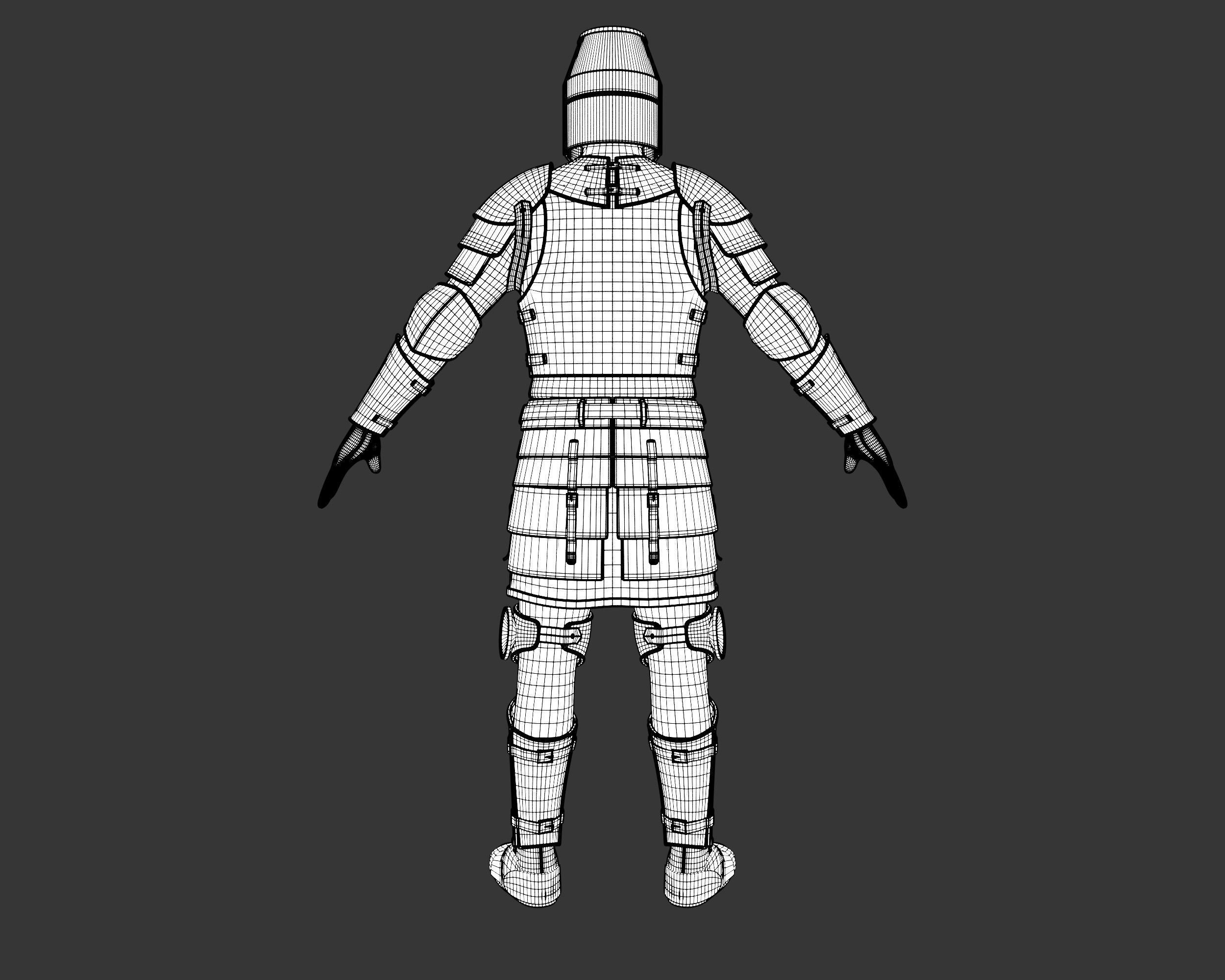 Medieval Knightly Armor Suit Low-poly 3D model_19