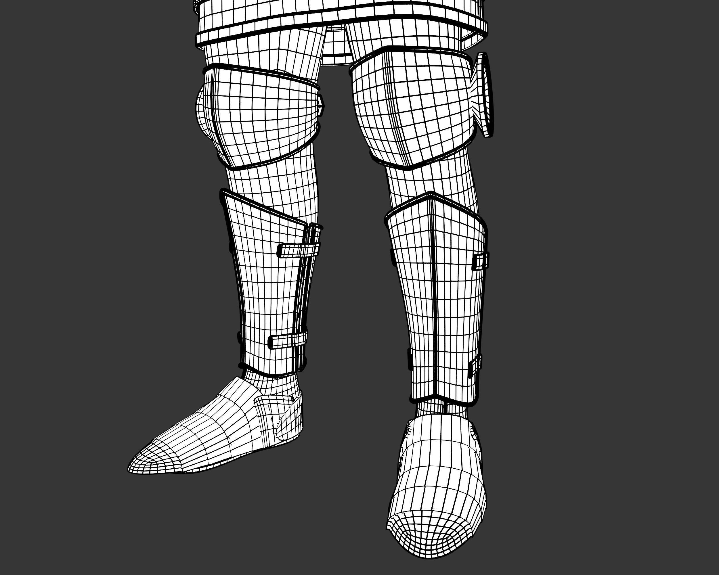 Medieval Knightly Armor Suit Low-poly 3D model_33