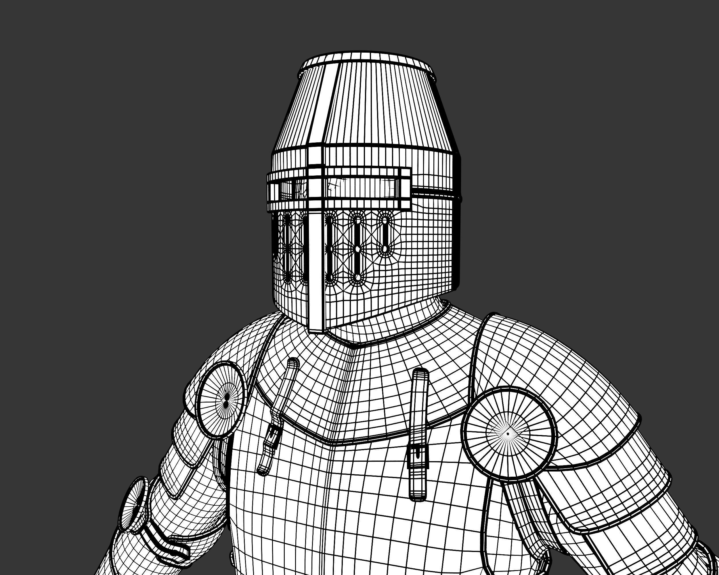 Medieval Knightly Armor Suit Low-poly 3D model_24