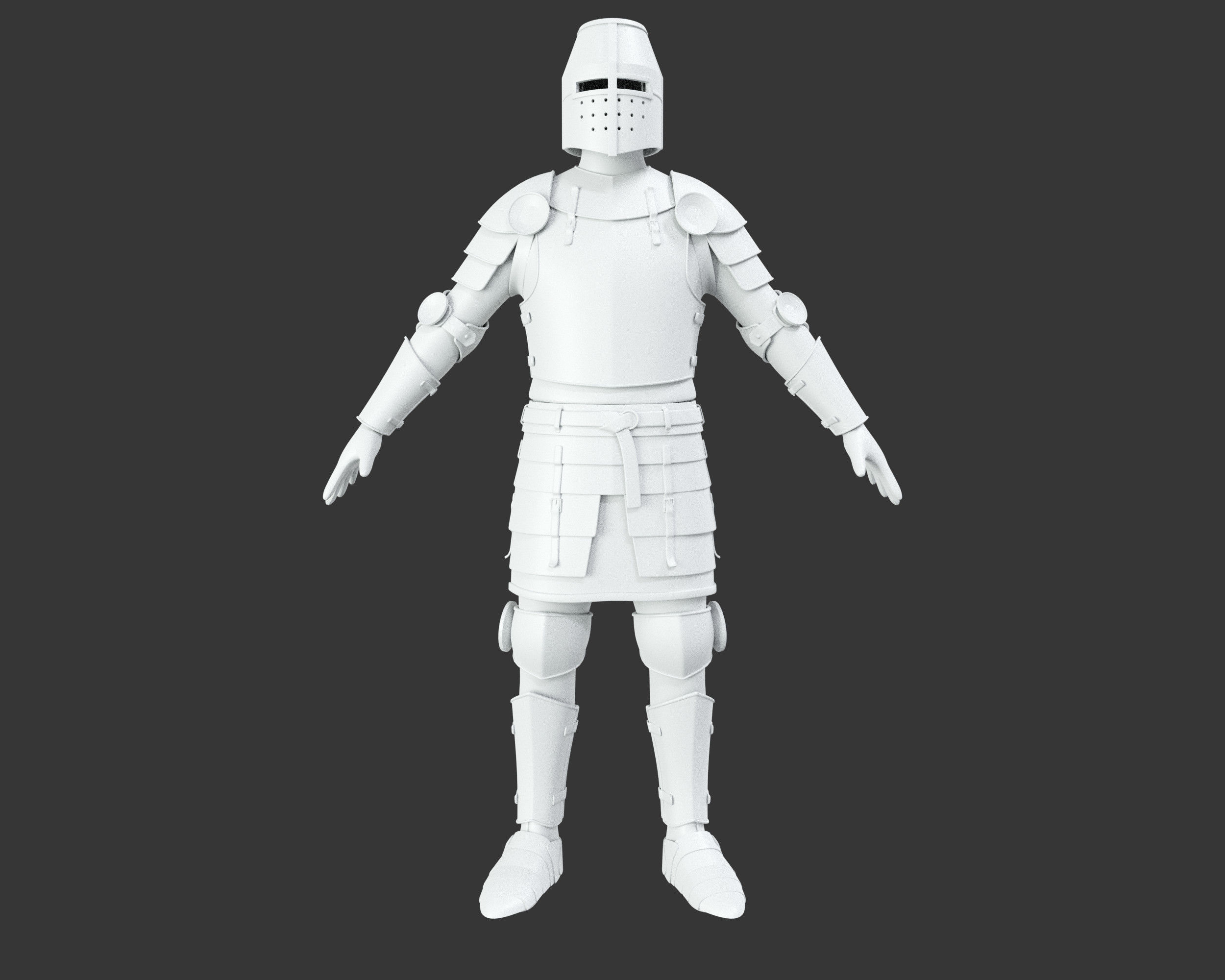 Medieval Knightly Armor Suit Low-poly 3D model_10