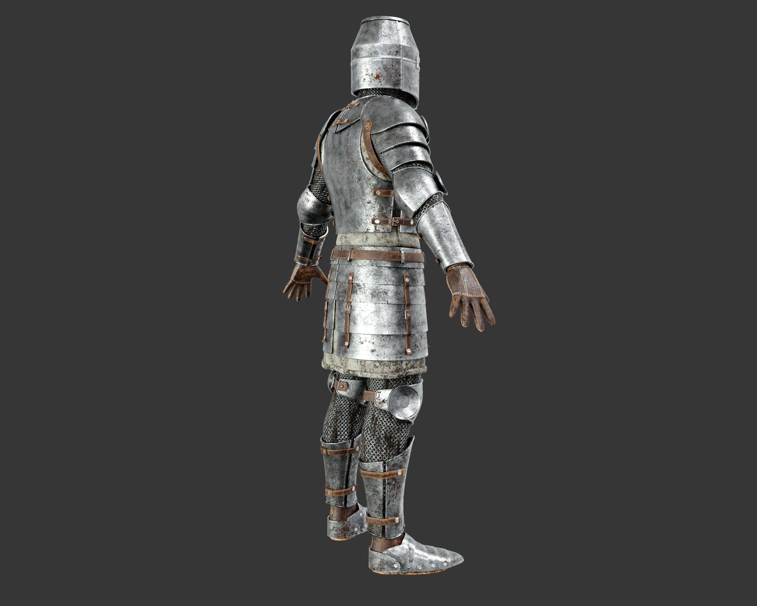 Medieval Knightly Armor Suit Low-poly 3D model_8