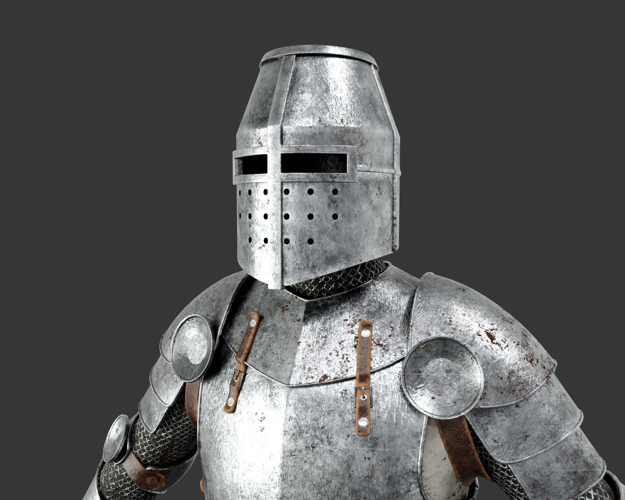 Medieval Knightly Armor Suit Low-poly 3D model_22