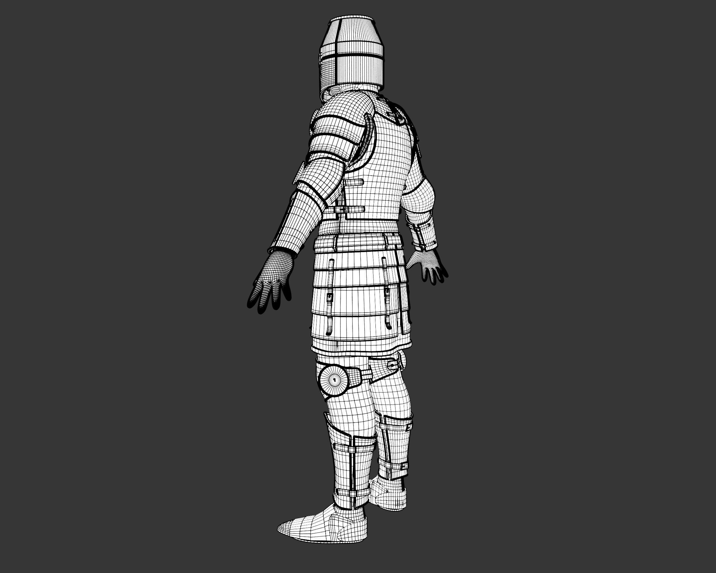 Medieval Knightly Armor Suit Low-poly 3D model_18