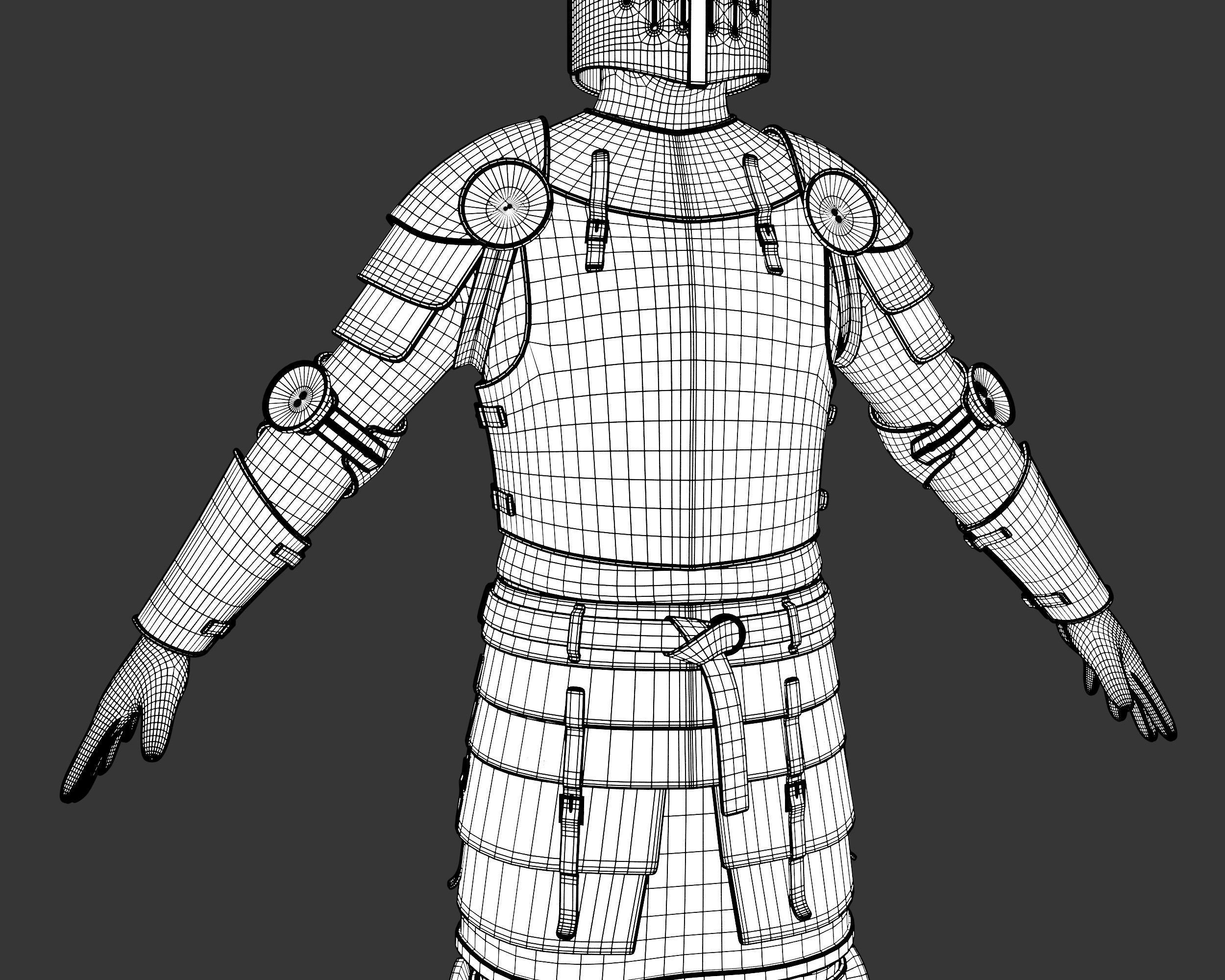 Medieval Knightly Armor Suit Low-poly 3D model_27